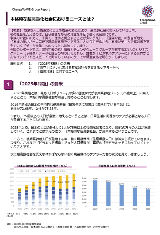 来年に差し迫った2025年問題の到来　本格的な超高齢化社会におけるニーズとは？ 