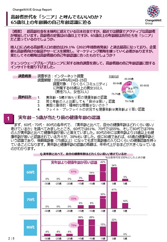 高齢者世代を「シニア」と呼んでもいいのか？ 65歳以上の年齢層の自己年齢認識に迫る①